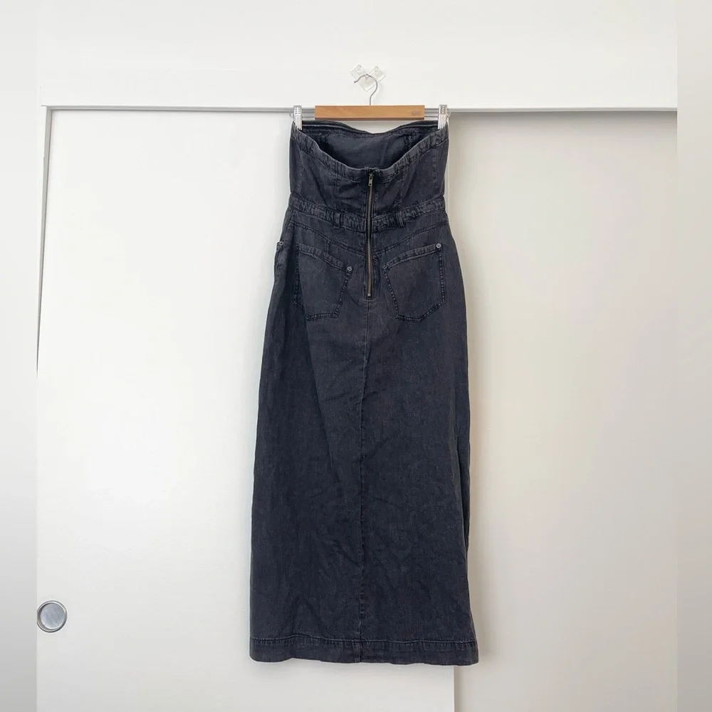 NWOT Free People Picture Perfect Midi Strapless Tube Denim Dress Size 2